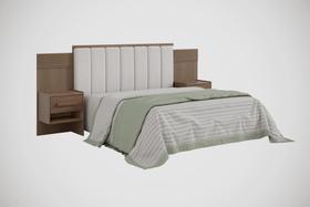 Cabeceira para Cama de Casal Ripada Irís Estofada com 2 Mesas de Cabeceira D Doro