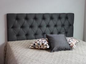 Cabeceira Para Cama King 195x50cm Cinza Escuro Com Botões Na Mesma Cor - Alta Durabilidade