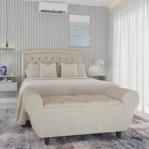 Cabeceira Para Cama Queen Estofada Veneza Com Pés e Bau Recamie 160cm