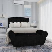 Cabeceira Para Cama Queen Estofada Veneza Com Pés e Bau Recamie 160cm