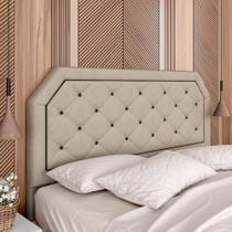 Cabeceira Para Cama Queen Florença Suede Bege/preto - Móveis Arapongas Cabeceira Para Cama Queen Florença Suede Bege/preto - Móveis Arapongas