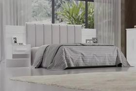 Cabeceira para Cama Queen Size 1.60 Ripada Irís Estofada com 2 Mesas de Cabeceira D Doro D Doro Cabeceira para Cama Queen Size 1.60 Ripada Irís Estofada com 2 Mesas de Cabeceira D Doro D Doro
