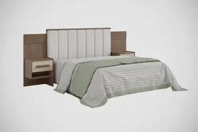Cabeceira para Cama Queen Size 1.60 Ripada Irís Estofada com 2 Mesas de Cabeceira D Doro D Doro Cabeceira para Cama Queen Size 1.60 Ripada Irís Estofada com 2 Mesas de Cabeceira D Doro D Doro