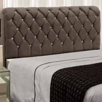 Cabeceira Para Cama Solteiro 90cm Fernanda Veludo Chocolate