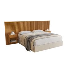 Cabeceira Para Cama Sonhar Queen Ripada C/ Mesa de Cabeceira