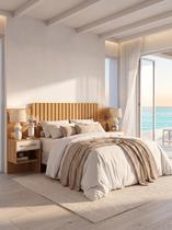 Cabeceira Para Camas de Casal e Queen Size 1,40 e 1,60 Com Mesas Laterais Acopladas Painel Ripado Estilo Diferenciado Bariloche Cabeceira Para Camas de Casal e Queen Size 1,40 e 1,60 Com Mesas Laterais Acopladas Painel Ripado Estilo Diferenciado Bariloche