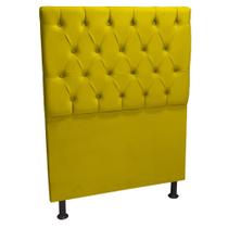 Cabeceira Paris Cama Box Casal Capitone Suede Amarelo 0,90 - Kasa Sofá