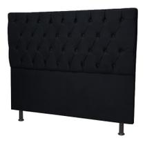 Cabeceira Paris Cama Box Casal Capitone Suede Preto 1,40 - Kasa Sofá