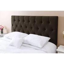 Cabeceira Paris Casal 1,40 m Capitonê Painel Em Suede Tabaco Marrom Escuro Kasabela