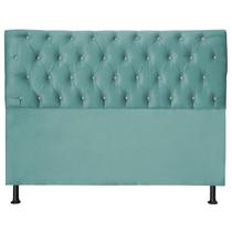 Cabeceira Pérola 100Cm Cama Box Solteiro Suede Azul Tiffany