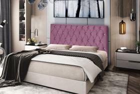 Cabeceira Pérola 195Cm Para Cama Box King Suede Rosa