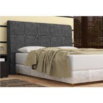 Cabeceira Pietra Casal Queen 160 Cm Com Baú Interno Suede Amassado Cinza - DS Móveis