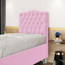 Cabeceira Pollux 90 Modulada Estofada Z-021 Sued Rosa Bebê Aradecor