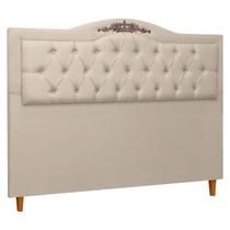 Cabeceira Provençal Capitonê Casal Com Aplique Em MDF 1.40M Linho Bege Cabeceira Provençal Capitonê Casal Com Aplique Em MDF 1.40M Linho Bege