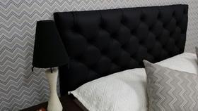 Cabeceira Queen 158 - Bello Box - Estilo Capitonê Tecido Sintético Preto Sem Strass