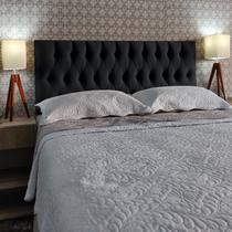 Cabeceira Queen 160 Cama Box Vintage Capitone Preto Suede Com Pés RBL