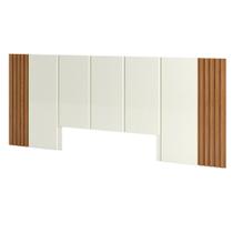 Cabeceira Queen 300cm Ripada Off White/Freijó - Dalla Costa