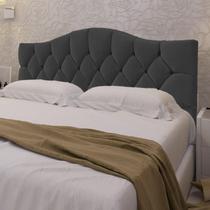 Cabeceira Queen Cama Box Botões Provençal Grafite Suede Com Pés 120Cm Altura RBL