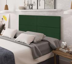 Cabeceira Queen com 4 detalhes Estofada Suspensa Moderna - 160 CM - Verde Musgo Suede