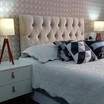 Cabeceira Queen Estofada Luna Suede Bege 160 x 120 RBL