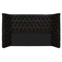 Cabeceira Queen Everest P02 160 cm para cama Box Suede Preto - Amarena Móveis