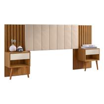 Cabeceira Queen Extensivel Estofada Com Mesa de Cabeceira Zara Shop Jm Camaru Perola
