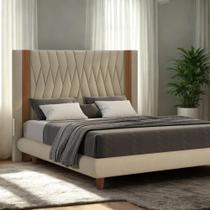 Cabeceira Queen Lumiere 160cm Linho Bege Elegante E Conforto Larbelle Móveis