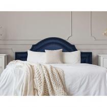 Cabeceira Queen Luxo 160x60 material sintético Azul Tachas Fumê Cabeceira Queen Luxo 160x60 material sintético Azul Tachas Fumê