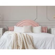 Cabeceira Queen Luxo 160x60 Veludo Rosê Tachas Prata