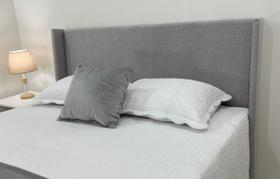 Cabeceira Queen Modelo Liz Até o Chão 160x120cm Cinza Claro Tecido em Linho Alta Qualidade