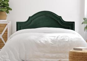 Cabeceira Queen Provençal Luxo Dupla 160x60 Veludo Verde - Tachas Fumê