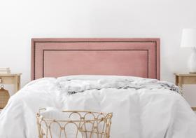 Cabeceira Queen Reta Luxo Dupla 160x60 Veludo Rosê - Tachas Fumê Cabeceira Queen Reta Luxo Dupla 160x60 Veludo Rosê - Tachas Fumê