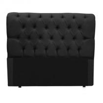 Cabeceira Queen Size Suede Preto 1,60m Estofada Capitone Madrid para cama box