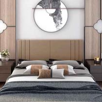 Cabeceira Queen Tulipa Estofada Suspensa Moderna - 1,60 Metros - Bege Suede