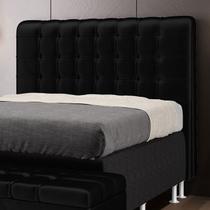 Cabeceira Rana 140 para Cama Box de Casal N-024 Veludo Preto Aradecor