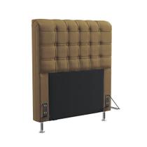 Cabeceira Rana 90 Decorativa de Cama Solteiro N-028 Veludo Marrom Claro Aradecor