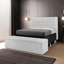 Cabeceira Rana e Calçadeira Alpha 160 para Cama Queen N-040 Linho Cinza Claro Aradecor Cabeceira Rana e Calçadeira Alpha 160 para Cama Queen N-040 Linho Cinza Claro Aradecor
