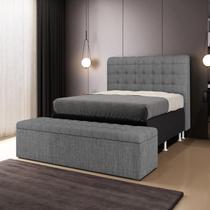 Cabeceira Rana e Calçadeira Alpha 160 para Cama Queen N-041 Linho Cinza Escuro Aradecor Cabeceira Rana e Calçadeira Alpha 160 para Cama Queen N-041 Linho Cinza Escuro Aradecor