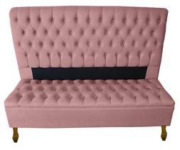 Cabeceira + Recamier Baú Capitone Iza Para Cama Box Super King 198 Cm - Suede - Sv Decor