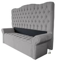 Cabeceira + Recamier Baú Nanda Para Cama Box Casal Padrão 138cm - Suede - Sv Decor