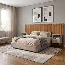 Cabeceira Ripada Casal Queen 241cm Painel MDF e MDP Premium Repleta