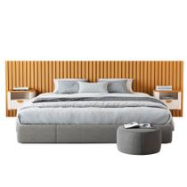 Cabeceira Ripada King Maracá com 2 Mesa de Cabeceira Buriti Em MDF JB Móveis Cabeceira Ripada King Maracá com 2 Mesa de Cabeceira Buriti Em MDF JB Móveis