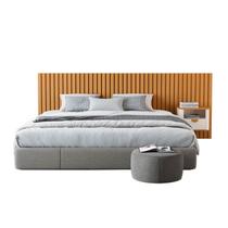 Cabeceira Ripada Maracá King com 1 Mesa de Cabeceira Curva Buriti