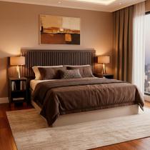 Cabeceira Ripada Modular com Mesas de Cabeceira e pés -