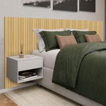 Cabeçeira Ripada Painel e 2 Mesas de Cabeçeira com Gavetas MDF Madeirado Elegancia no Dormitório Kit