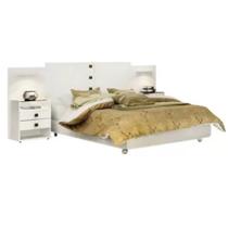 Cabeceira Rubi Casal Queen com 2 Mesas de Cabeceira D Doro Cor Branco Cabeceira Rubi Casal Queen com 2 Mesas de Cabeceira D Doro Cor Branco