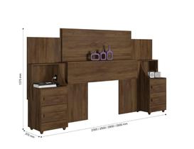 Cabeceira SIR Adaptável Para Box de 1,40m/1,60m /1,90m e 2,00m Com 2 Mesas de Cabeceira com 2 Gavetas Cada 2 tomadas inclusas Cor freijó Cabeceira SIR Adaptável Para Box de 1,40m/1,60m /1,90m e 2,00m Com 2 Mesas de Cabeceira com 2 Gavetas Cada 2 tomadas inclusas Cor freijó