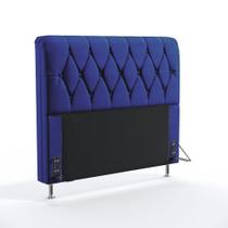 Cabeceira Sirius 140 Para Cama Box de Casal A-019 Couro Artificial Azul Aradecor