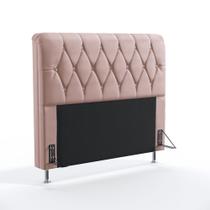 Cabeceira Sirius 140 Para Cama Box de Casal N-031 Veludo Rosê Claro Aradecor