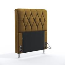 Cabeceira Sirius 90 Modulada Estofada N-028 Veludo Marrom Claro Aradecor